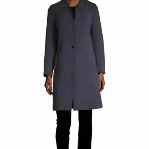 Nanette Lepore Gray Scuba Notched Collar Overcoat - Picture 1 of 9